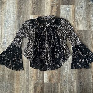 Black & Floral Free People Top